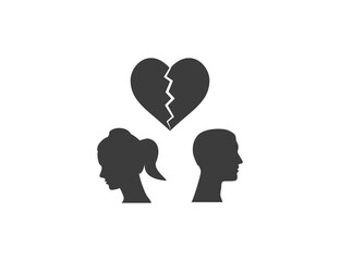 Couple broken heart icon. Vector illustration. Flat design.