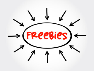 Freebies text with arrows, concept for presentations and reports