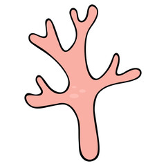Coral. Marine invertebrate organism. Colored vector illustration. Cartoon style. Isolated background. Skeleton of polyp colonies in the ocean. Idea for web design, books.