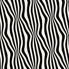 Fototapeta na wymiar Vector seamless pattern. Abstract striped texture with bold monochrome waves. Creative background with hand drawn blots. Decorative design with distorted effect.