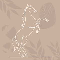 horse sketch line drawing,on abstract background vector