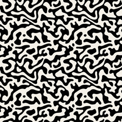 Vector seamless pattern. Abstract striped texture with bold monochrome waves. Creative background with hand drawn blots. Decorative design with natural spots..