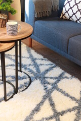 Carpet photos on the decorated floor in the room.