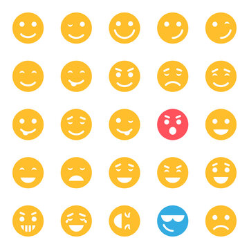 Flat color icons for smiley face.