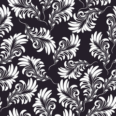 Floral brush line seamless pattern