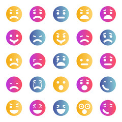 Gradient color icons for smiley face.