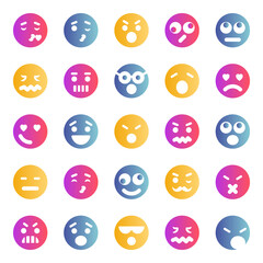 Gradient color icons for smiley face.