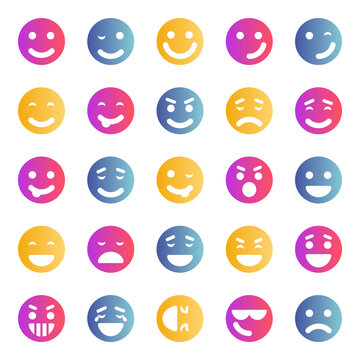 Gradient color icons for smiley face.