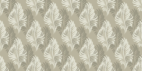 Vector white and grey floral seamless pattern.  Design for textile, fabric, wallpaper, cover, web