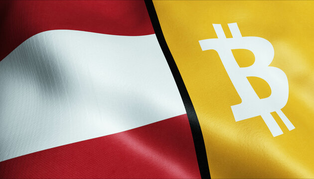 3D Waving Latvia and Bitcoin Flag