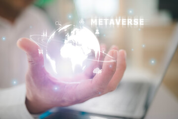 Metaverse virtual technology. worldwide business. megatrends on internet for telecommunication,...