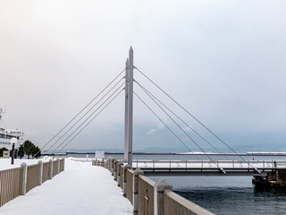 Fototapeta na wymiar Snowing in Aomori Pier