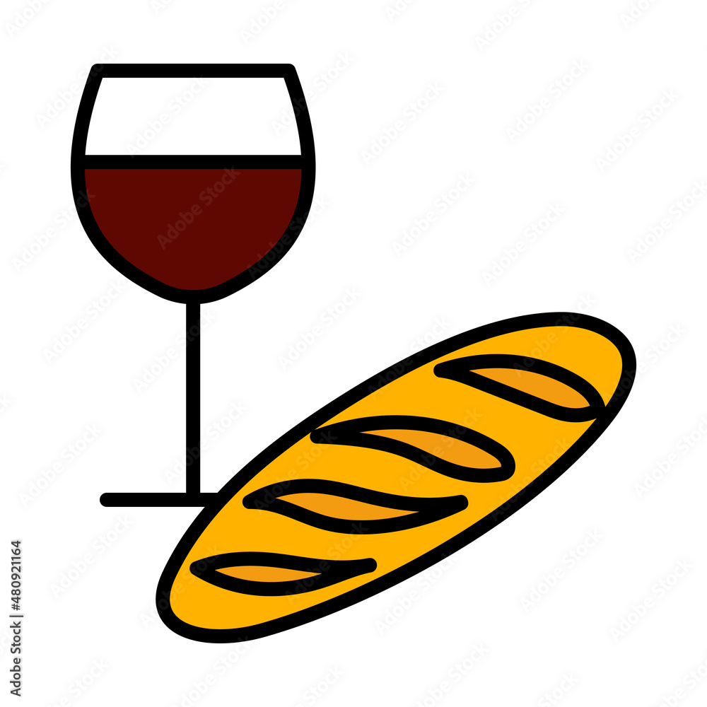 Sticker easter wine and bread icon