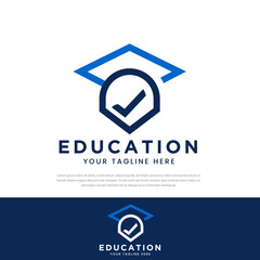 Educational Toga design logo simple tick icon, Education university vector illustration, symbol, icon