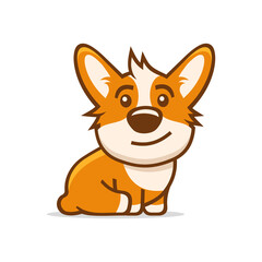 Welsh Corgi Pembroke on White Background. Vector