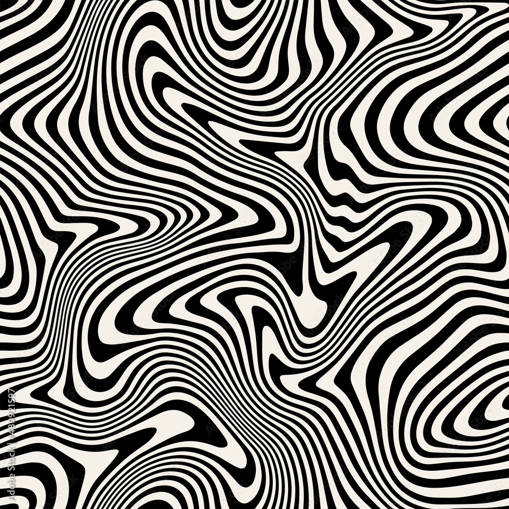 Wall mural vector seamless pattern. abstract striped texture with bold monochrome waves. creative background wi