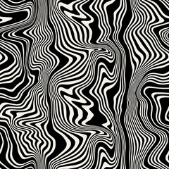 Fototapeta premium Vector seamless pattern. Abstract striped texture with bold monochrome waves. Creative background with hand drawn blots. Decorative design with distorted effect.