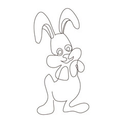 Sketchy, contour silhouette of a hare, a rabbit. Continuous one line drawing. Isolated vector illustration with black line on white background. Line art.