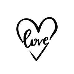 Heart. Love curly signs calligraphy. Hand drawn creative calligraphy  lettering . Design for holiday greeting card, Valentine's day.