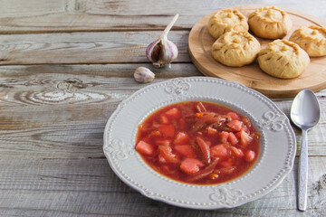 Borscht - russian traditional soup. © Olga