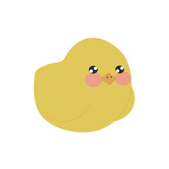little cute yellow chick with big black eyes