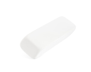 New eraser isolated on white. School stationery