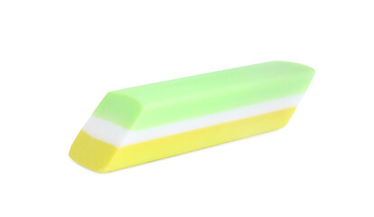New eraser isolated on white. School stationery