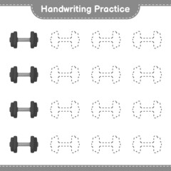 Handwriting practice. Tracing lines of Dumbbell. Educational children game, printable worksheet, vector illustration