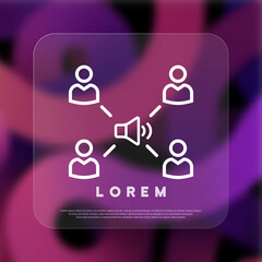 Teamwork icon. Leader tell what to do. Business concept. Glassmorphism style. Vector line icon for Business and Advertising
