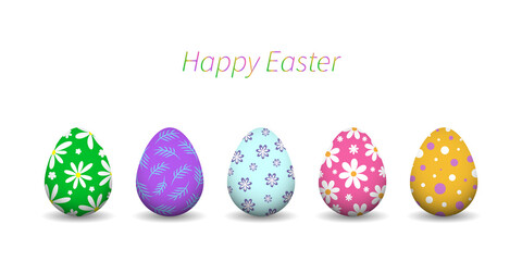 Set of Easter eggs collection on White background