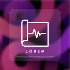 Cardiogram list icon. Heartbeat stroke. Glassmorphism style. Vector line icon for Business and Advertising