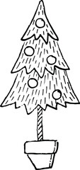 Christmas tree. Vector illustration. Doodle illustration for New Year, Christmas.