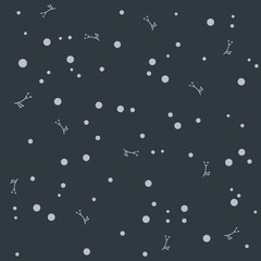 Flowers vector on black background. Abstract seamless pattern. Textile factory print Minimalist abstract flowers. Linear set. Botanical vector line drawing