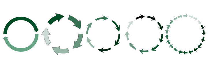 Set of circular arrows icons. Different circular arrows. Different thickness. Circle infographic.