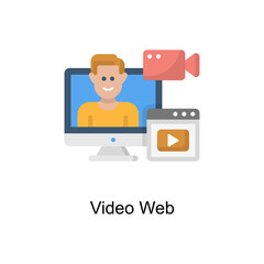 Video Web vector Flat Icon Design illustration. Educational Technology Symbol on White background EPS 10 File