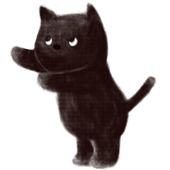 	イラスト素材　立ち上がる猫　パステル　手描き