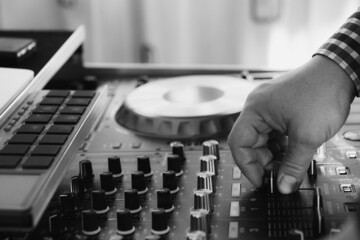 DJ equipment. a DJ mixer. details.