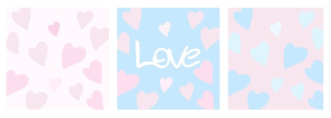 Abstraction in delicate pastel colors with heart print