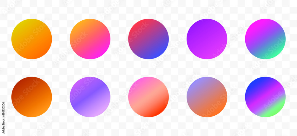 Poster set of round vector gradient. multicolor sphere. modern abstract background texture. template for de
