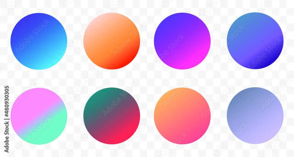 Poster set of round vector gradient. multicolor sphere. modern abstract background texture. template for de