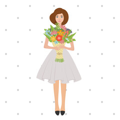 Girl with bouquet of flowers