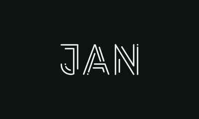 Word JAN in letters - Initial vector design - Premium Icon vector