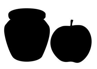 Apple and a jar in a set. Vector image.