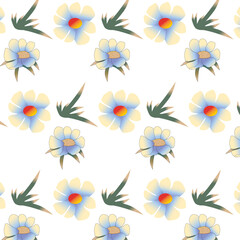 A pattern of abstract colors with yellow-blue petals for design.3d