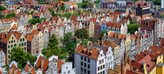 Fototapeta na wymiar View over the roofs of Gdansk Old town, Poland