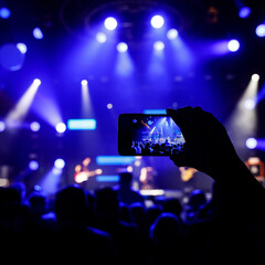 Fototapeta na wymiar Taking pictures with a smartphone during a concert.