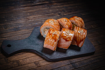 Sushi- delicious menu Fastfood- restaurant concept