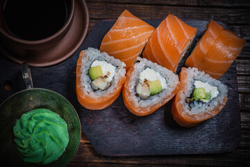 Sushi- delicious menu Fastfood- restaurant concept