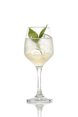Cocktail in a glass isolated on white.