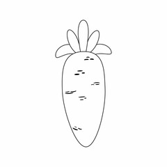 Coloring book page for preschool children with outlines of carrot. Vector illustration for kids education.